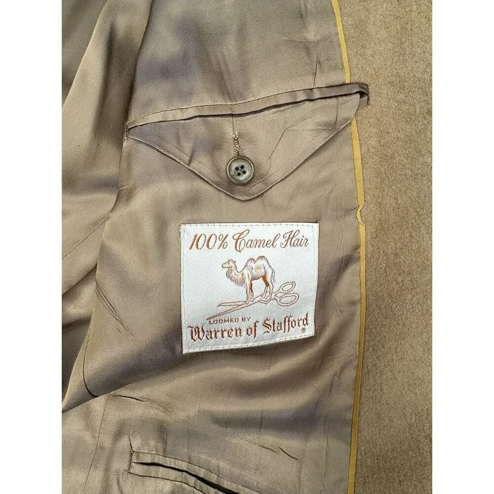 44R Vintage Kuppenheimer Soft Tan Camel Hair 2-Button Sport Coat Blazer Jacket